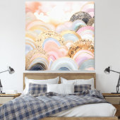 Moderne, abstrakte Pastellfarben in Rosa und Beige Leinwanddruck (Insitu (Schlafzimmer))