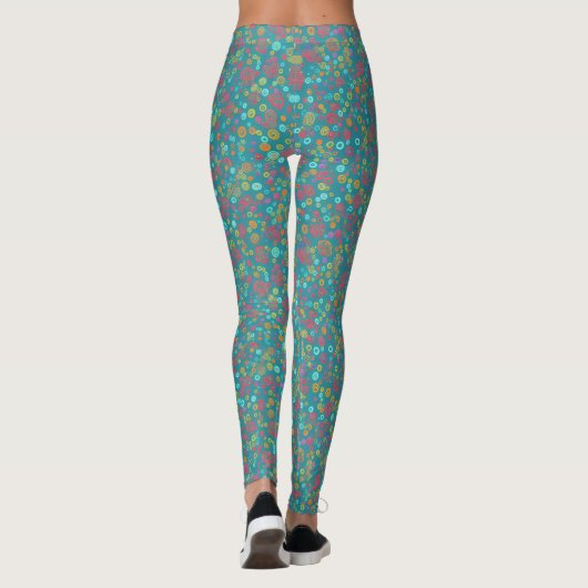 Moderne Abstrakte Pastelzirkeln Aquamarin Leggings (Rückseite)