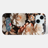 Moderne Abstrakte Peach-Blume im schwarzen Hinterg Case-Mate iPhone Hülle (Rückseite (Horizontal))