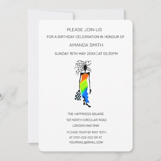 Moderne Abstrakte Phantastische und elegante Fraue Einladung (Vorderseite)