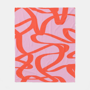 Moderne abstrakte Pinselformen in rosa Retro-Linie Fleecedecke