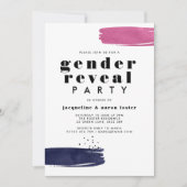 Moderne Abstrakte Pinselstriche Gender Reveal Part Einladung (Vorderseite)
