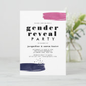 Moderne Abstrakte Pinselstriche Gender Reveal Part Einladung (Stehend Vorderseite)