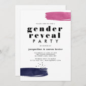 Moderne Abstrakte Pinselstriche Gender Reveal Part Einladung (Vorne/Hinten)