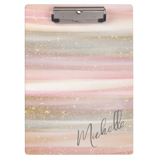 Moderne Abstrakte Pinselstriche mit Glitzer Klemmbrett (Vorderseite)