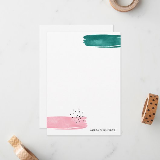 Moderne Abstrakte Pinselstriche Papier-Flachkarte Mitteilungskarte (Vorderseite/Rückseite Beispiel)