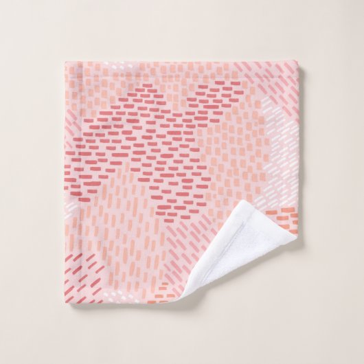 Moderne Abstrakte Pinselstriche, Pfirsiche, Rosa Badhandtuch Set (Waschlappen)