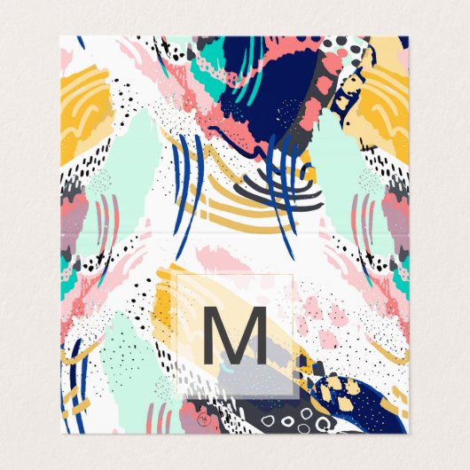 Moderne abstrakte Pinselstriche Visitenkarten (Außenseite Aufgefaltet)