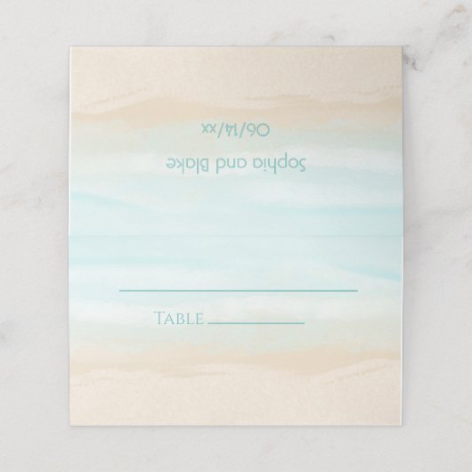 Moderne, Abstrakte Platzkarte am Strand (Außenseite Aufgefaltet)