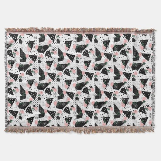 Moderne Abstrakte Punkte und rosa Blume Decke (Vorderseite)