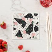 Moderne Abstrakte Punkte und rosa Blume Serviette (Beispiel)