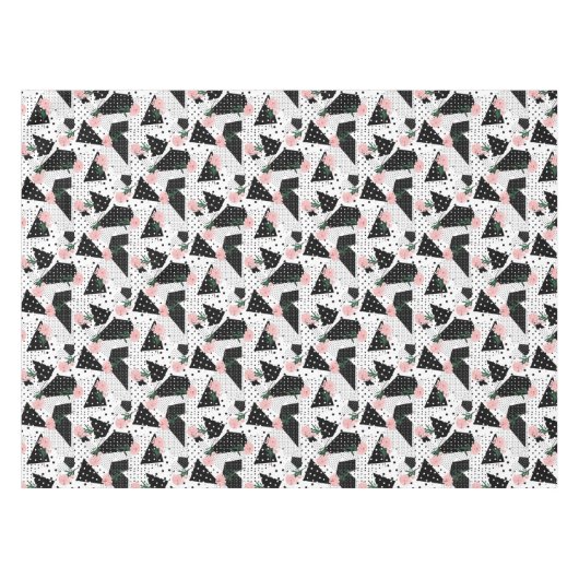 Moderne Abstrakte Punkte und rosa Blume Tischdecke (Vorderseite (Horizontal))