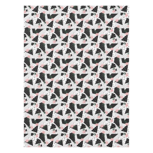 Moderne Abstrakte Punkte und rosa Blume Tischdecke (Vorderseite)