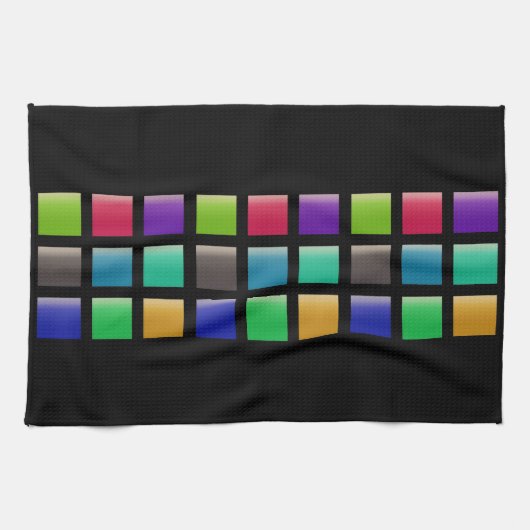 Moderne abstrakte Quadrate Muster Geschirrtuch (Horizontal)