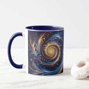 Moderne abstrakte Raum königsblaue und goldene Wir Tasse
