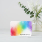 Moderne Abstrakte Regenbogenfarben Vorlage Elegant Visitenkarte (Stehend Vorderseite)