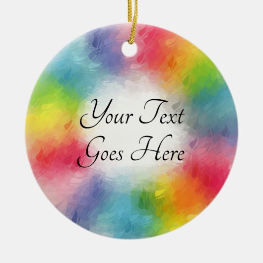 Moderne Abstrakte Regenbogenfarben Vorlage Script Keramik Ornament (Vorne)