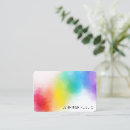 Moderne Abstrakte Regenbogenfarben-Vorlage Visitenkarte (Stehend Vorderseite)