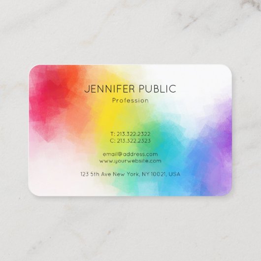 Moderne Abstrakte Regenbogenfarben-Vorlage Visitenkarte (Rückseite)