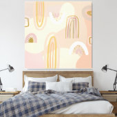 Moderne Abstrakte Regenbogenformen Muster Beige Pi Leinwanddruck (Insitu (Schlafzimmer))