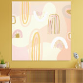 Moderne Abstrakte Regenbogenformen Muster Beige Pi Leinwanddruck (Insitu (Wohnzimmer))