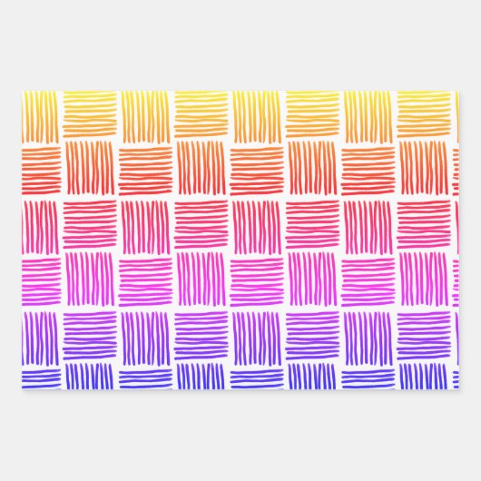 Moderne Abstrakte Regenbogentexturierte Linien Geschenkpapier Set (Vorderseite 3)