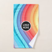 Moderne Abstrakte Regenbogenwellen mit Ihrem Logo Badhandtuch Set (Handtuch)