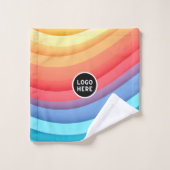 Moderne Abstrakte Regenbogenwellen mit Ihrem Logo Badhandtuch Set (Waschlappen)