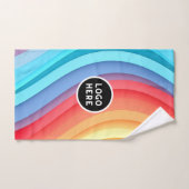 Moderne Abstrakte Regenbogenwellen mit Ihrem Logo Badhandtuch Set (Handtuch)