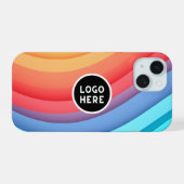 Moderne Abstrakte Regenbogenwellen mit Ihrem Logo iPhone 15 Hülle (Rückseite (Horizontal))