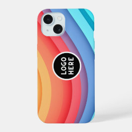 Moderne Abstrakte Regenbogenwellen mit Ihrem Logo iPhone 15 Hülle