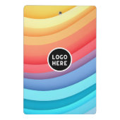 Moderne Abstrakte Regenbogenwellen mit Ihrem Logo Mini Klemmbrett (Rückseite)