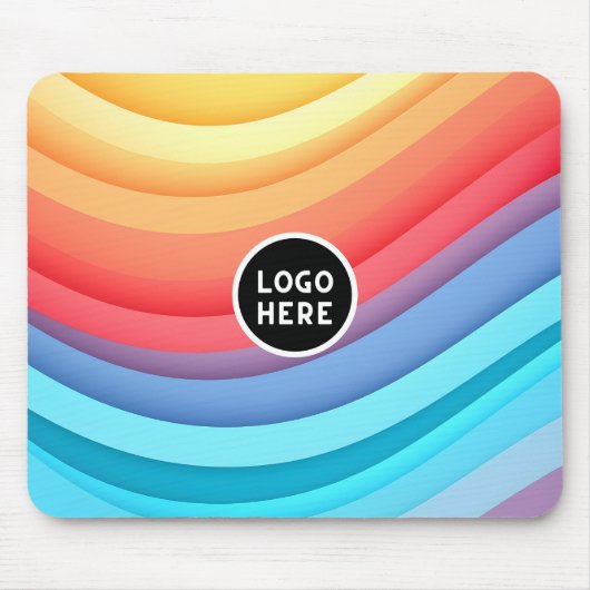 Moderne Abstrakte Regenbogenwellen mit Ihrem Logo Mousepad (Vorne)