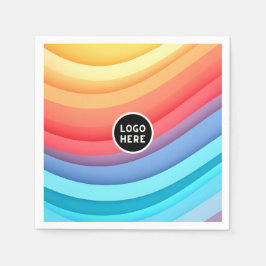 Moderne Abstrakte Regenbogenwellen mit Ihrem Logo Serviette