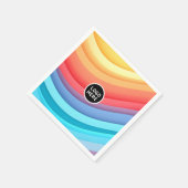 Moderne Abstrakte Regenbogenwellen mit Ihrem Logo Serviette (Ecke)