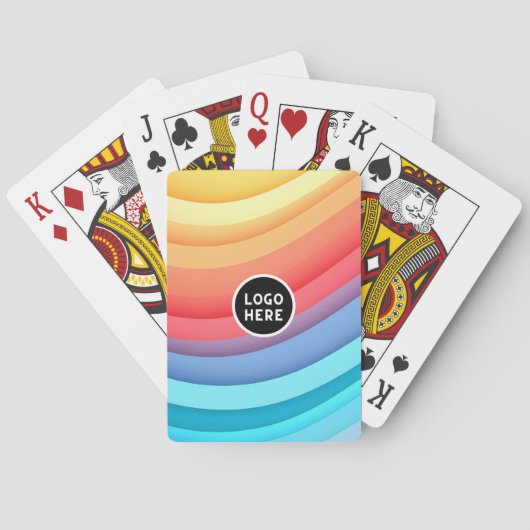 Moderne Abstrakte Regenbogenwellen mit Ihrem Logo Spielkarten (Rückseite)