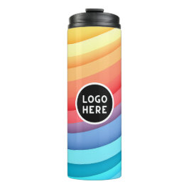 Moderne Abstrakte Regenbogenwellen mit Ihrem Logo Thermosbecher