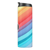 Moderne Abstrakte Regenbogenwellen mit Ihrem Logo Thermosbecher (Nach rechts gedreht)