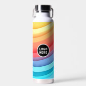 Moderne Abstrakte Regenbogenwellen mit Ihrem Logo Trinkflasche (Vorne)