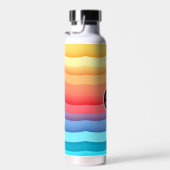Moderne Abstrakte Regenbogenwellen mit Ihrem Logo Trinkflasche (Rechts)