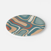 Moderne, Abstrakte Retro-Palmfedern aus dem Mittel Pappteller (Schrägansicht)