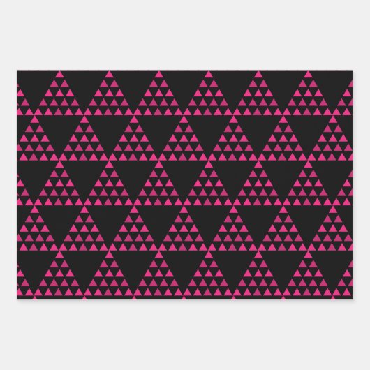 moderne abstrakte Retrogeometrie in Schwarz Geschenkpapier Set (Vorderseite)