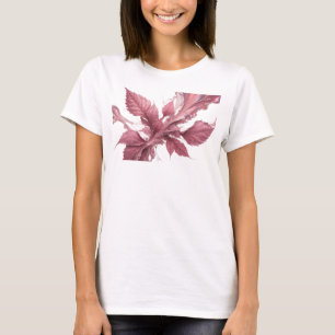 Moderne abstrakte rosa Blätter Kunstkomposition T-Shirt