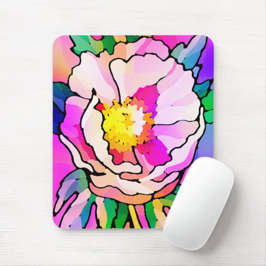 Moderne Abstrakte rosa Blume Mousepad (Mit Mouse)