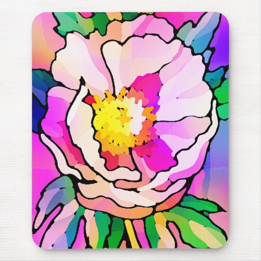 Moderne Abstrakte rosa Blume Mousepad (Vorne)