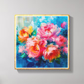 Moderne abstrakte rosa Blumen – Goldene Texturrahm Leinwanddruck (Vorderseite)