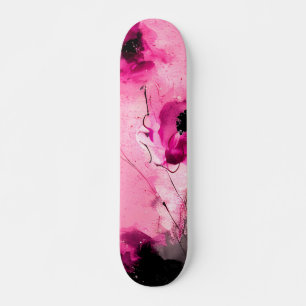 Moderne abstrakte rosa Blüten Skateboard