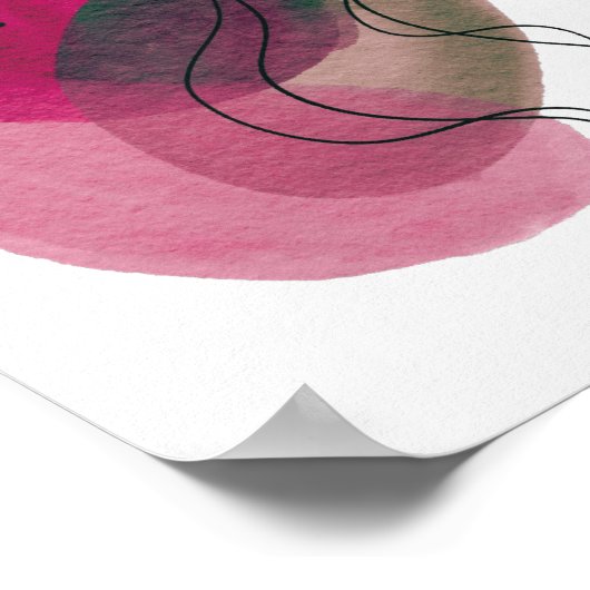 Moderne Abstrakte Rosa Bronze Schwarz Poster (Ecke)