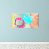 Moderne Abstrakte, rosa gekreppte Canvas drucken Leinwanddruck (Insitu (Holzboden))