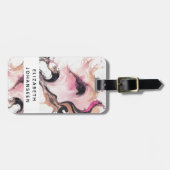 Moderne, Abstrakte Rosa Schwarz und Beige Gepäckanhänger (Vorderseite horizontal)